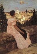 Frederic Bazille The Pink Dress Norge oil painting reproduction